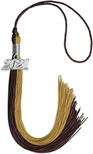 Vista 174 de Endea Graduation Borla de doble color con gota de fecha plateada (negro/oro antiguo, 2025)