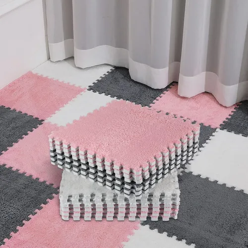 Vista 19 de Amylove Paquete de 36 Alfombrillas de Suelo de Espuma Suave Cuadradas Entrelazables con Borde, Baldosas de Alfombra Esponjosas, Alfombrilla