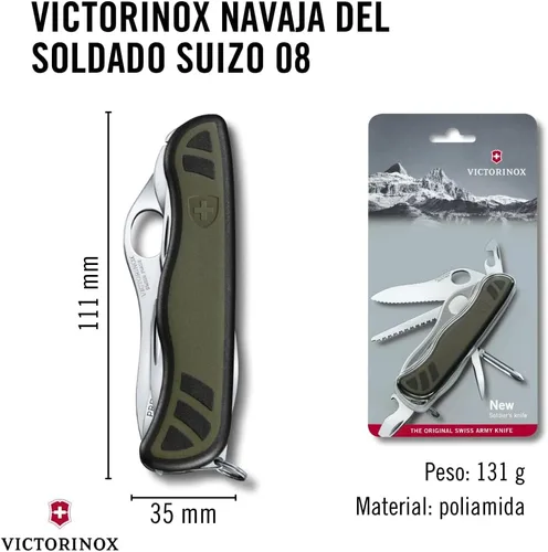 Vista 5 de Victorinox Cuchillo suizo soldado 08 10 funciones, oliva/negro