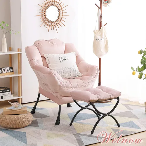 Vista 80 de Welnow Silla Lazy con otomana, moderna silla de descanso con reposabrazos y un bolsillo lateral, sillón para sofá de ocio, sillón de lectura