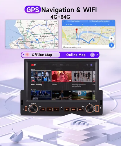 Vista 4 de 4G+64G Rimoody Android 15 Car Stereo Single DIN Wireless CarPlay, 7 pulgadas IPS pantalla táctil radio para coche y Android Auto GPS WiFi Bluetooth