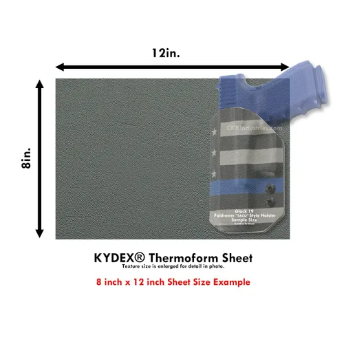 Vista 252 de Hoja de Termoformado Kydex - (Textura P1) - (Espesor de 0,15 cm) - (20,3 cm x 20,3 cm) - (Gris Barco) - (2 Hojas) - Para Hacer Fundas DIY, Armadura
