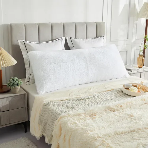 Vista 9 de LIFEREVO Funda de almohada corporal de pelo sintético desgrenado, funda de almohada lumbar súper suave y de pelo sintético para sofá o cama, funda