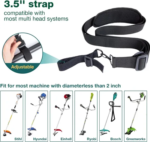 Vista 6 de 2 correas para recortar malezas compatibles con EGO, Dewalt, Greenworks recortadora, cómoda correa de hombro para Weed Wacker, arnés de nailon