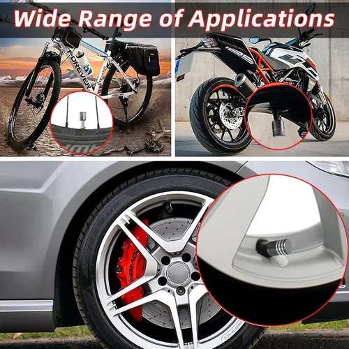 Vista 5 de Ziciner 8 tapas de válvula de neumático, cubierta de válvula a prueba de polvo con anillo de goma, resistente a la corrosión, a prueba de fugas