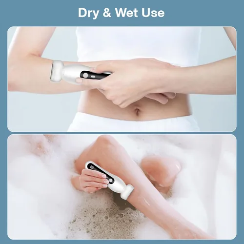 Vista 8 de Maquinillas de afeitar eléctricas para mujer, afeitadora eléctrica inalámbrica 2 en 1 para mujer con pantalla LCD y luz LED, recortadora de bikini