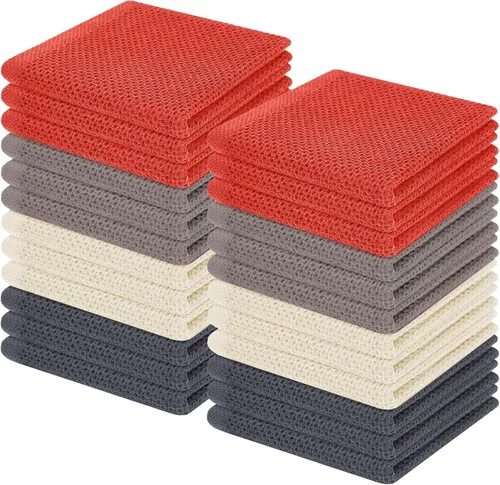 Vista 432 de Homaxy Paños de cocina de 100% algodón con tejido de gofre, ultra suaves, absorbentes, de secado rápido, 12 x 12 pulgadas, paquete de 6, amarillo