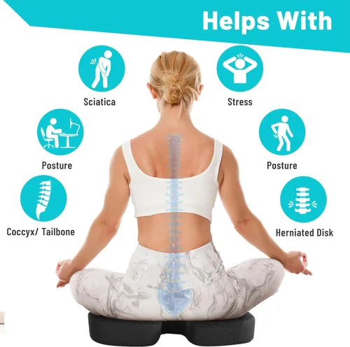 Vista 4 de Aoresac Cojín de asiento y almohada de apoyo lumbar para sillas de oficina y automóviles, cojín de asiento de espuma viscoelástica con funda