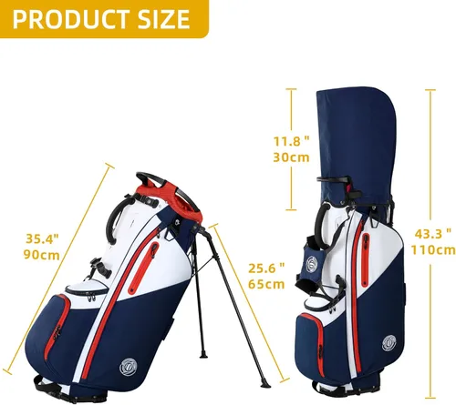 Vista 3 de Shopsource Bolsa de golf de 14 vías, bolsa de golf ligera con soporte para hombres y mujeres, bolsas de golf de pie con doble correa ergonómica