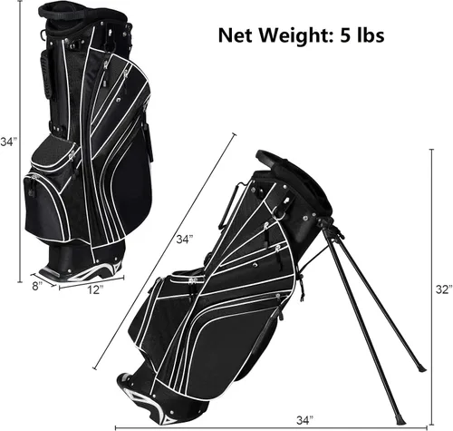 Vista 6 de Mayjooy Golf Stand Bag, Portable Carry Golf Bag w/Ergonomic Dual Straps & 6 Way Top Divider, Lightweight Carry Organizer Pocket w/Umbrella Ring