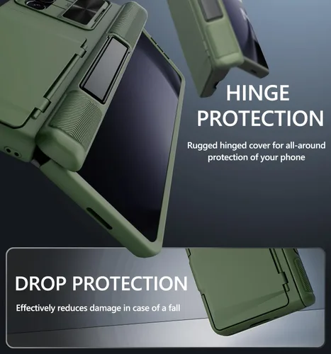 Vista 7 de GBEE Funda para Samsung Galaxy Z Fold 5 con tarjetero, soporte y cubierta para cámara deslizante, protección de bisagra y protector de pantalla