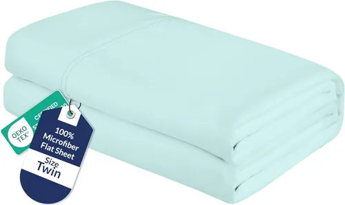 Royale Linens Sábana Plana Individual – Sábanas Planas de Microfibra Cepillada Ultra Suave 1800 Solamente – Sin Arrugas y Resistentes a las Manchas