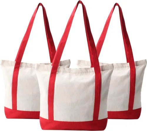 Vista 11 de Bolsa de lona con cremallera, 16.5 x 13.4 pulgadas, bolsa de lona lisa resistente, bolsa en blanco, 3 piezas con cremallera, reutilizables, bolsas