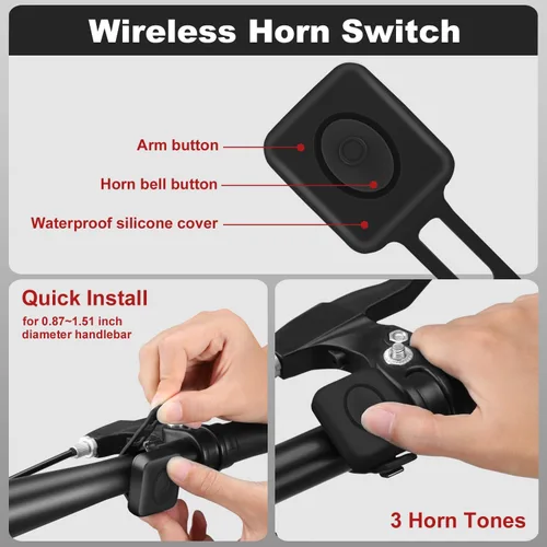 Vista 2 de WSDCAM Luz trasera inteligente con alarma de bocina, encendido/apagado automático USB C recargable impermeable luz trasera para bicicleta