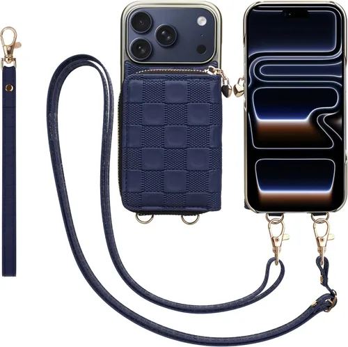 Vista 58 de Keallce Funda para iPhone 12 Pro/iPhone 12 de 6.1 pulgadas, cartera cruzada con cremallera para mujer, tarjetero con bloqueo RFID, funda de cuero