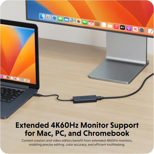 Vista 3 de HyperDrive Next Hub USB C de 4 Puertos para Mac, PC, Chromebook con HDMI 4K60Hz, 2 USB-A, Hub USB C 10Gbps, Puertos USB-C 10Gbps 100W de Entrega
