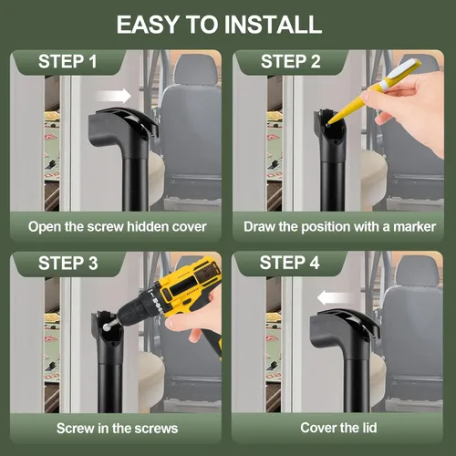 Vista 6 de ESUDNT Asa de agarre para caravana, barra de asistencia de aluminio para puerta de entrada automotriz para cámper, remolque, camión, remolque