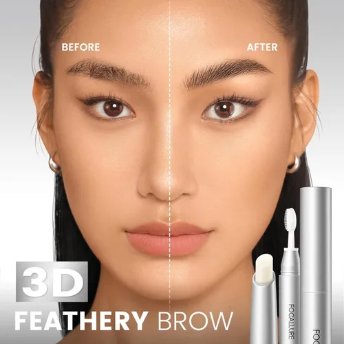 Vista 3 de FOCALLURE Cera profesional para cejas con cepillo, cera de fijación fuerte, gel transparente para cejas, efecto de laminación de cejas de larga