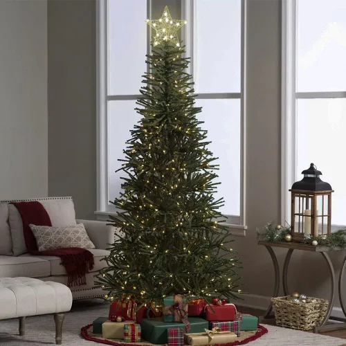 Vista 8 de PHITRIC Decoración para árbol de Navidad con forma de estrella de Navidad de 10 pulgadas iluminada, estrella dorada para árbol de Navidad con 20