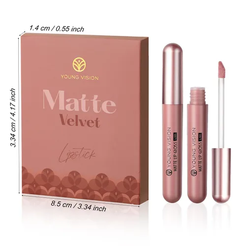 Vista 7 de YOUNG VISION Juego de 6 lápices labiales líquidos mate nude – Tonos pigmentados y de larga duración, colección de brillo de labios para niñas