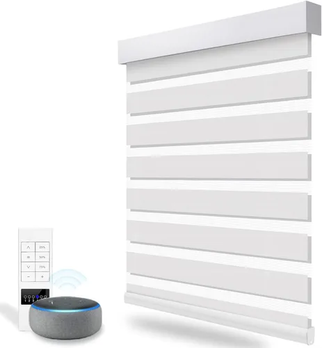 Vista 14 de ACMEART Persianas motorizadas de cebra con control remoto, persianas automáticas de doble capa, persianas eléctricas de filtrado de luz