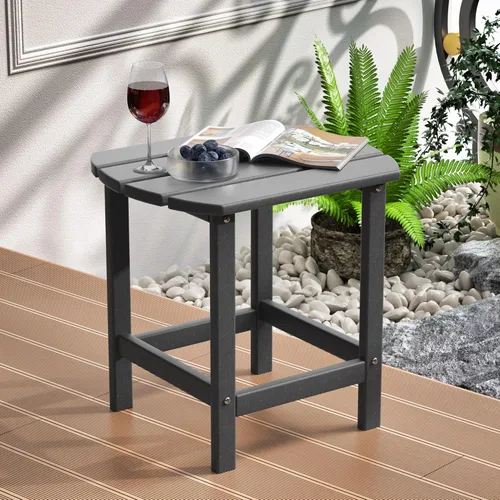 Vista 20 de TORVA Mesa auxiliar para exteriores, 17 x 18 x 18 pulgadas, mesa de centro de jardín para patio, reciclable y resistente a la intemperie, con Negro