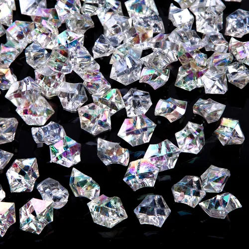 DomeStar Hielo falso iridecente, 150 piezas de relleno de jarrón brillante, diamantes falsos, piedras preciosas transparentes, manualidades,