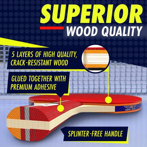 Vista 3 de NIBIRU SPORT Professional Ping Pong Paddle Sets - 2 Player or 4 Player Table Tennis Paddles, Retractable Net, Pingpong Balls and Carry Bag Storage