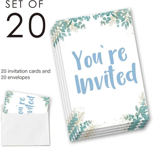 Vista 2 de EUDOSI Juego de 20 invitaciones para baby shower con sobres, con sobres, tarjetas de invitación de maní, doble cara