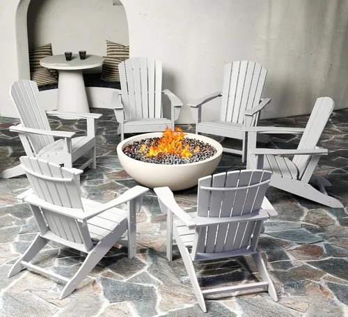 Vista 35 de BRIOPAWS Adirondack - Juego de 2 sillas para hoguera, de gran tamaño, plástico HDPE, resistente a la intemperie, para terraza, exterior, piscina