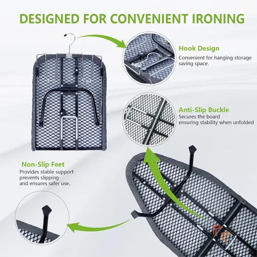 Vista 4 de Tabla de Planchar Plegable de Mesa con Soporte para Plancha, Tabla de Planchar Portátil Pequeña con Cubierta de Algodón Resistente al Calor, Mini