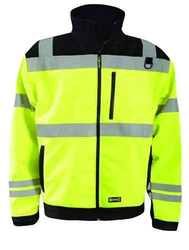 OccuNomix LUX-M6JKT-YS - Chaqueta suave M6 resistente al agua y transpirable con 6 bolsillos y anillo en D, diseño de 3 estaciones, clase 3, 100%