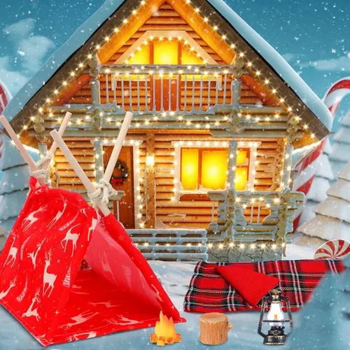 Vista 4 de Meooeck Juego de 6 accesorios de muñeca de Navidad que incluye 2 ropa de vacaciones y 4 accesorios de juguete novedosos para niños (abrazadero)