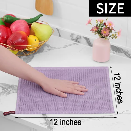 Vista 352 de Homaxy Paños de cocina de 100% algodón con tejido de gofre, ultra suaves, absorbentes, de secado rápido, 12 x 12 pulgadas, paquete de 6, amarillo