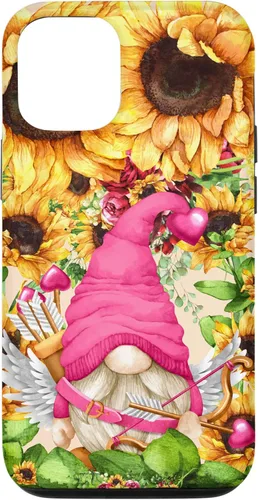 Vista 28 de Valentines Gnome in Cupid Costume for Women with Sunflower Case for iPhone 17