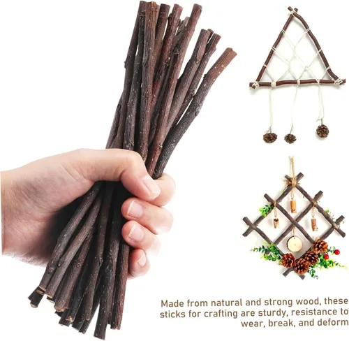 Vista 4 de IMIKEYA 50 palos de madera de abedul para manualidades, 05 pulgadas de diámetro, 8 pulgadas y 12 pulgadas de longitud para proyectos