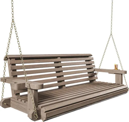 Vista 6 de Porchgate Amish - Columpio para porche con tratamiento cómodo, de 800 libras, con cadenas (4 pies, abedul)