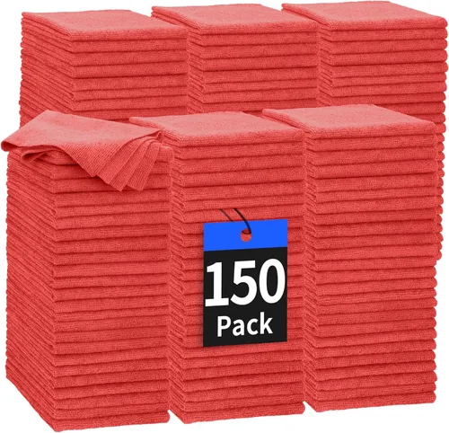 Vista 21 de Toallas de microfibra para automóviles, paquete de 24 paños de limpieza de microfibra, toallas de limpieza de 11.5 x 11.5 pulgadas, absorbentes a