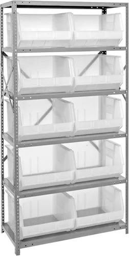 Vista 68 de Quantum QSBU-245BK Heavy Duty Shelving Unit with (7) Shelves and (24) QUS245 Black Bins for Garage Warehouse Storage Distribution 400 lb Load