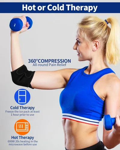 Vista 6 de Bolsa de hielo de gel con correas para rodilla, codo, muñeca, cuello, tobillo y espalda, bolsas de hielo reutilizables para lesiones, inflamación