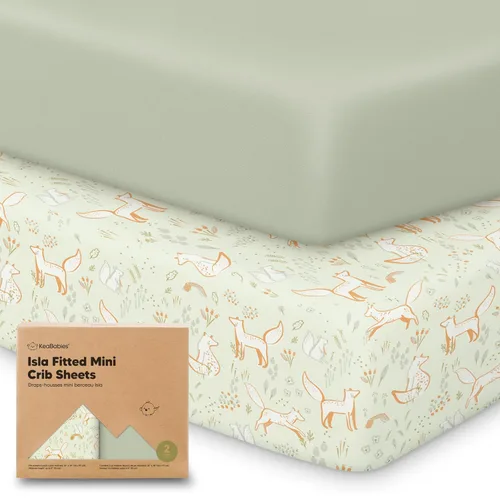 Vista 24 de Sábanas ajustadas para Pack and Play - Paquete de 2 sábanas mini para cuna para Pack N Play, colchón 38x26, ropa de cama suave y acogedora