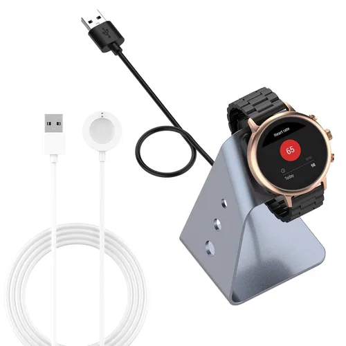 Paquete de 2 cargadores compatibles con Fossil Gen 6/5/4, Emporio Armani, Skagen, Misfit y más | Muelles de carga de aluminio de 4.9 ft y cables