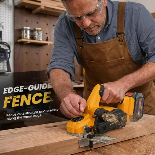 Vista 2 de Cepilladora manual inalámbrica de 16000 rpm compatible con batería Dewalt de 20 V MAX (solo herramienta), motor sin escobillas, cepilladora