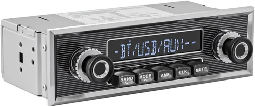 Estéreo de coche clásico de un solo DIN: Radio de estilo retro vintage para camión - Pantalla LCD Bluetooth AM FM Receptor USB AUX-in Salida de
