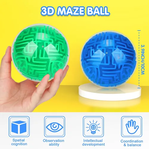 Vista 2 de Sumind Juego de 4 piezas de rompecabezas 3D de laberinto mágico para el cerebro, juegos de memoria secuencial, laberinto, esfera, rompecabezas verde