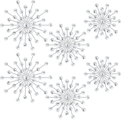 Vista 8 de Barydat 6 piezas de decoración de pared de metal con forma de explosión de estrellas, arte de pared con diamantes de imitación de explosión de sol