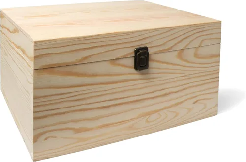 Vista 9 de Caja de madera sin pintar sin terminar de 6.7 x 5.1 x 3.1 pulgadas, con tapa con bisagras para manualidades, almacenamiento de joyas, caja de pino