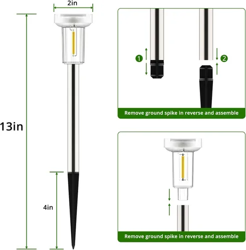 Vista 2 de PEATOP Solar Outdoor Lights 10 Pack, Solar Powered Landscape Path Lights LED Solar Garden Lights IP67 Waterproof Lights Auto On/Off Lawn Lights for