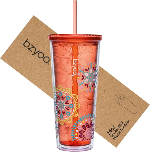 Vista 13 de bzyoo Vaso SIP de 24 oz con Tapa de Popote en Forma de Corazón con Alas – Vaso Iridiscente de Diseño Lindo DotDot, Taza Libre de BPA con Tapa