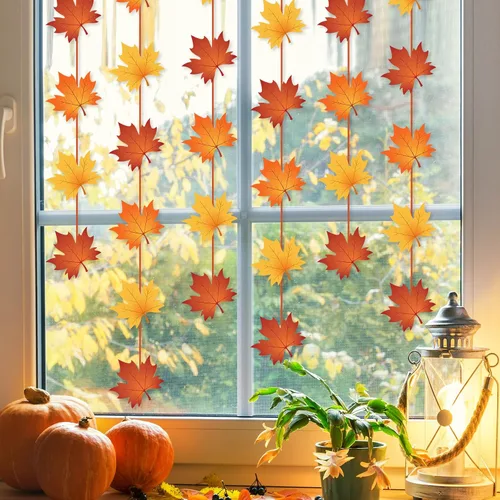 Vista 6 de Ceenna 8 piezas de decoración colgante de otoño hojas de arce colgantes